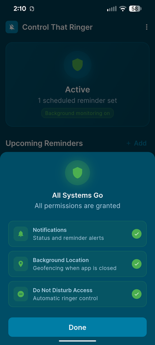 All Systems Go permissions check showing all permissions granted